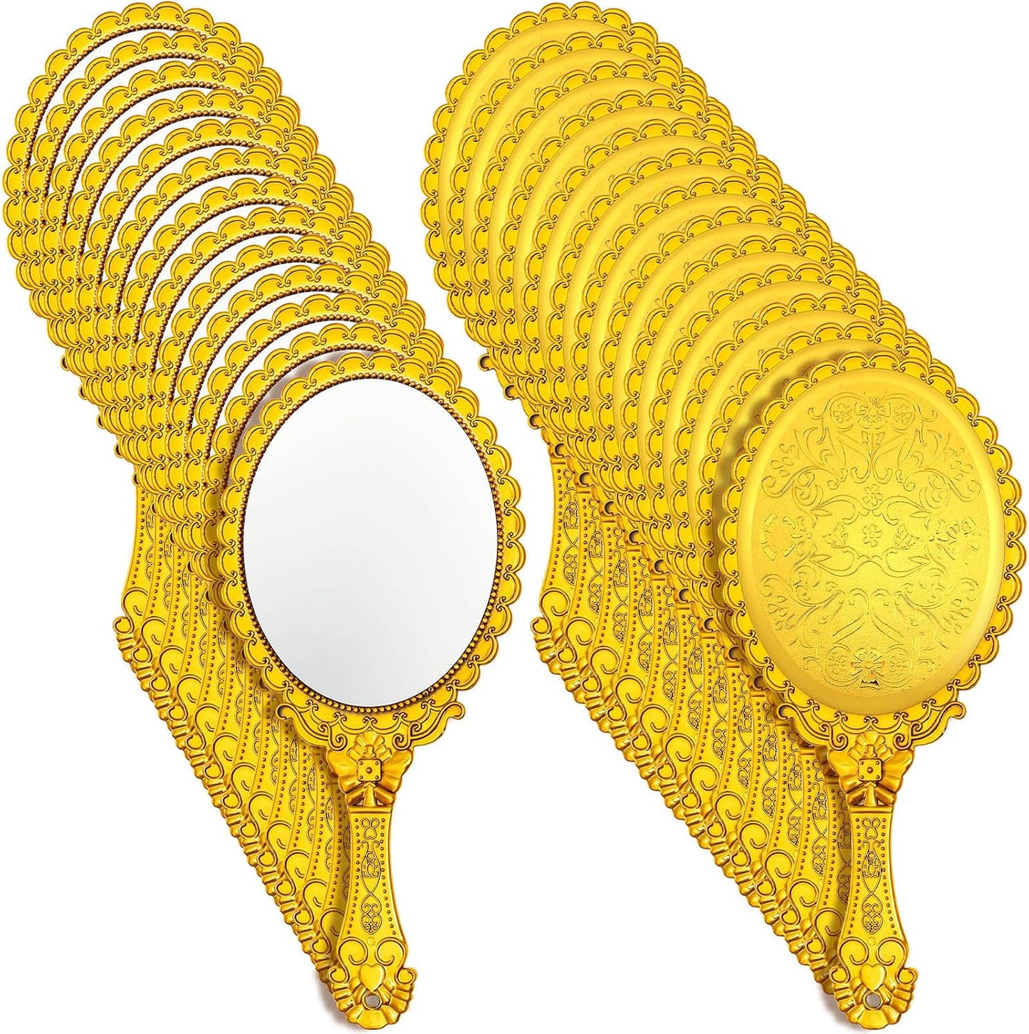Vintage Handheld Mirrors - 48 Pcs Gold Embossed for Parties