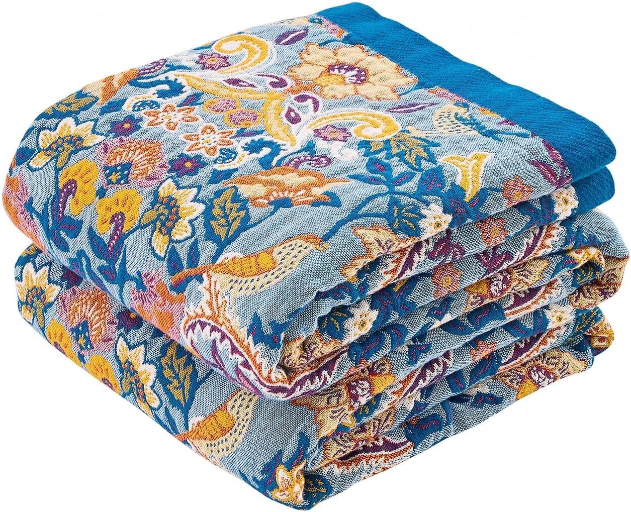 Boho Throw Blanket for Bed - 100% Cotton Rustic Quilt