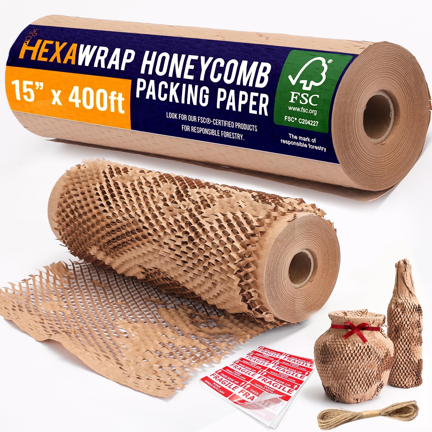 Honeycomb Packing Paper 15in x 400ft for Eco Friendly Shipping