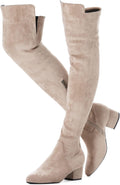 Over The Knee Boots Suede Thigh High Low Block Heel Stretch Mtzyoa