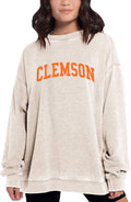 chicka-d NCAA womens Burnout Fleece Pullover - Soft Oversized Fan team