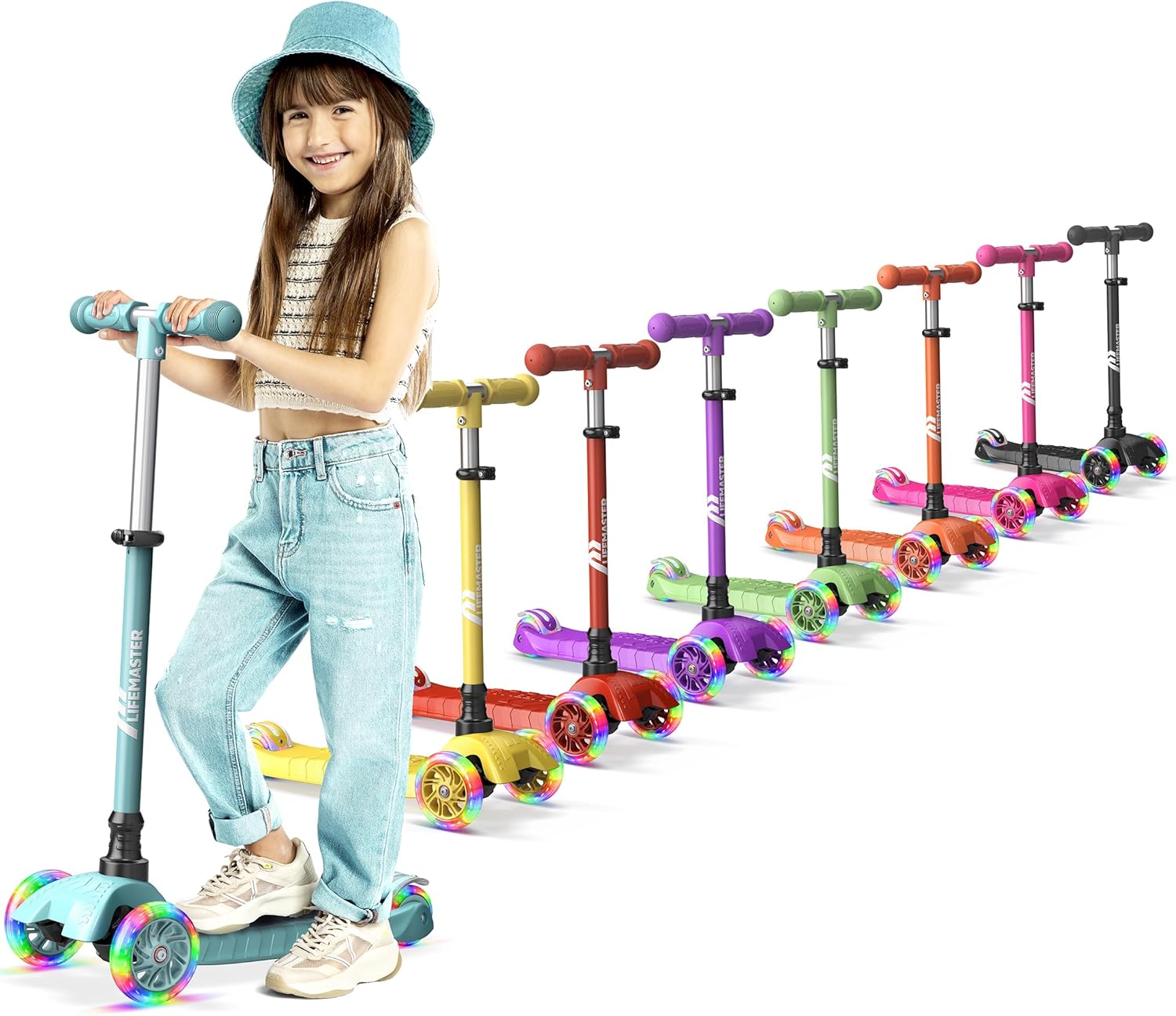 Lifemaster Mini 3-Wheel Kids Scooter with Colorful Lights