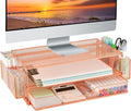 Computer Monitor Stand Riser with Drawers and Pen Holders - Ergonomic