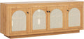 Walker Edison Sasha 70in TV Stand with Rattan Doors - Modern Storage