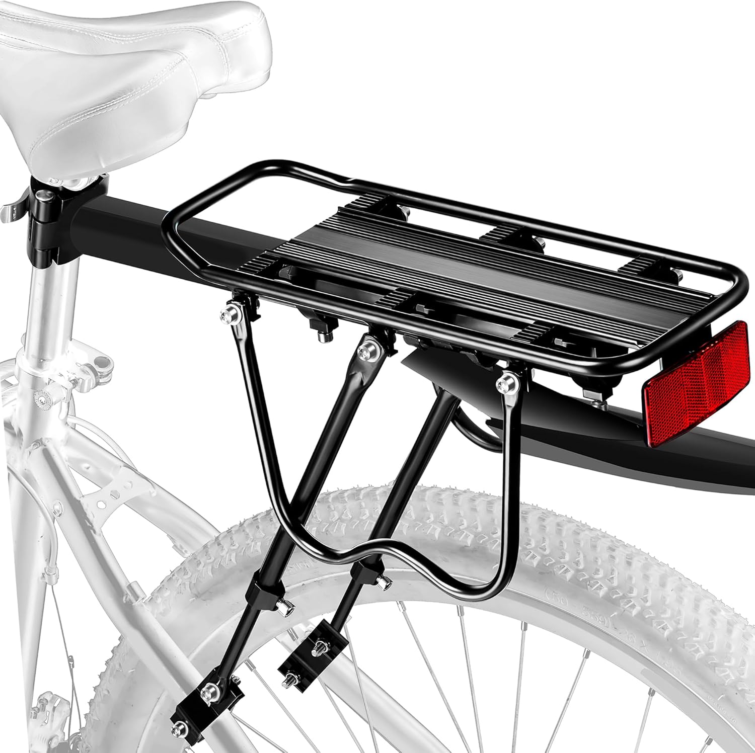 Rear Bike Rack with Fender and Reflective for Safe Cycling