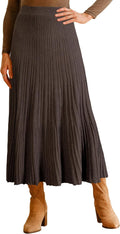Wool Blend A-Line Pleated Long Skirt - Flowy High Waist