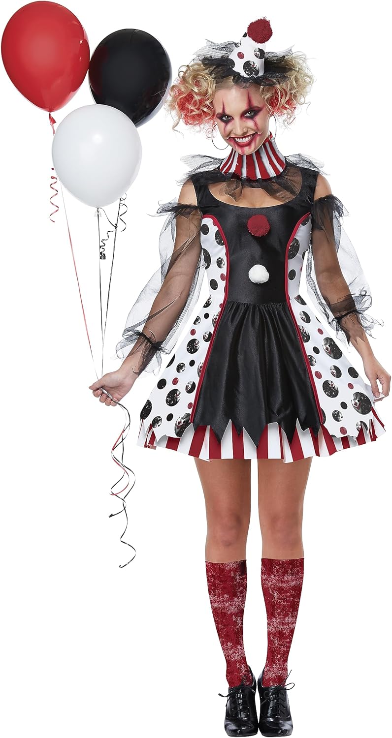 Womens Creepy Clown Costume for Spooky Fun and Frights