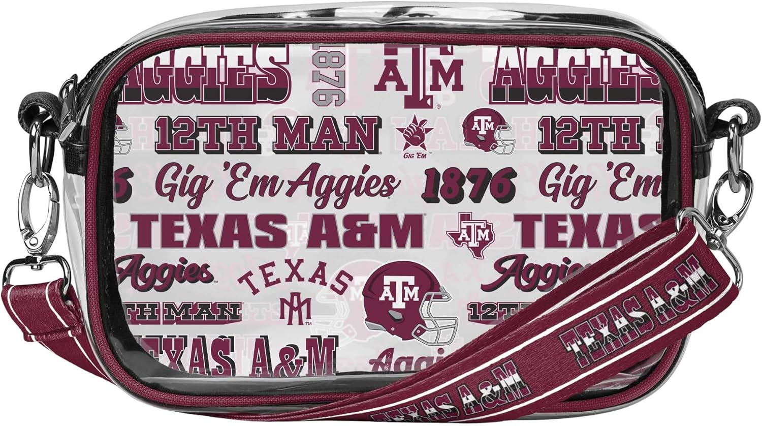 FOCO NCAA College Team Logo Stripe Clear Crossbody Bag Review
