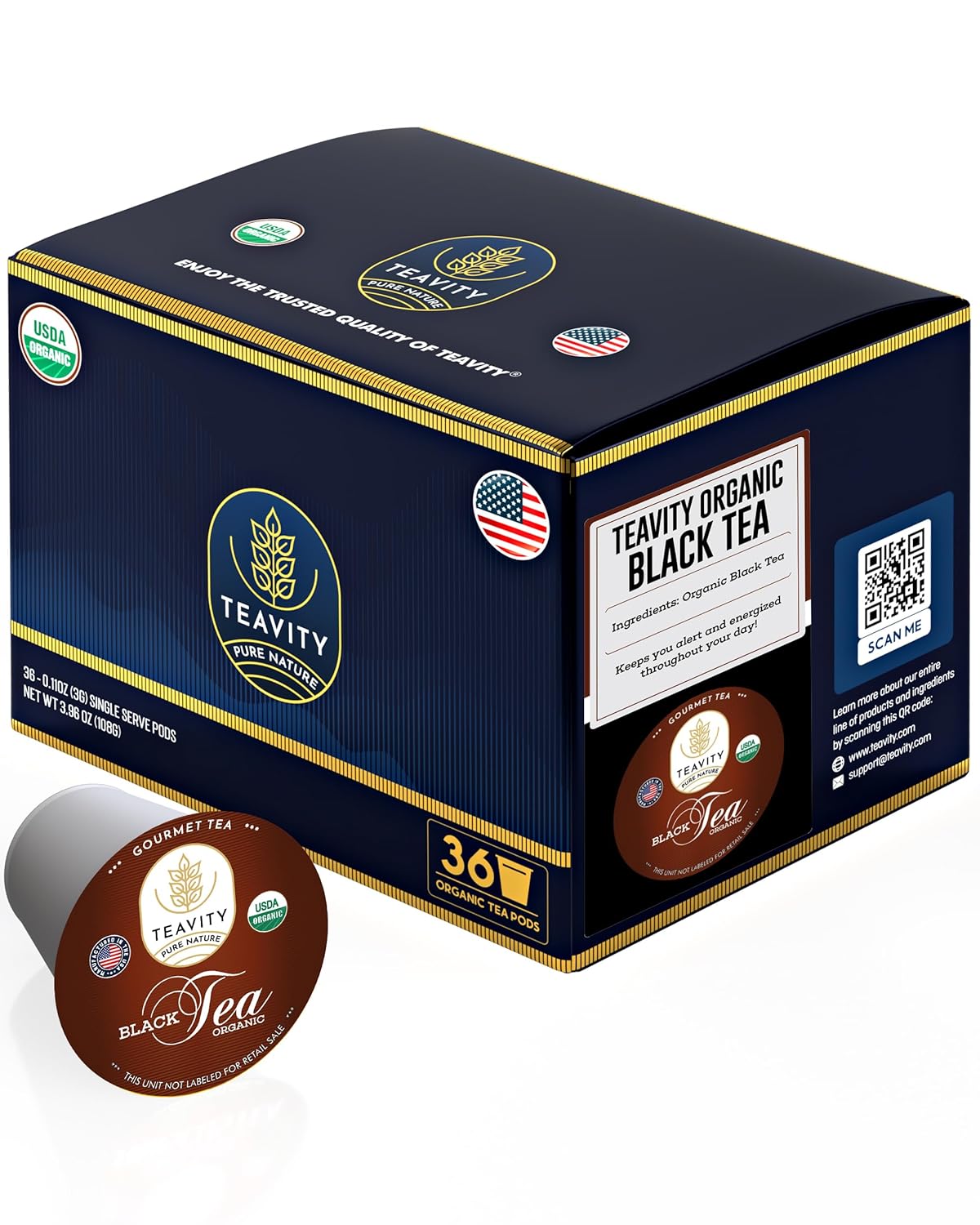 Teavity Organic Black Tea Pods for Keurig - Premium Flavor