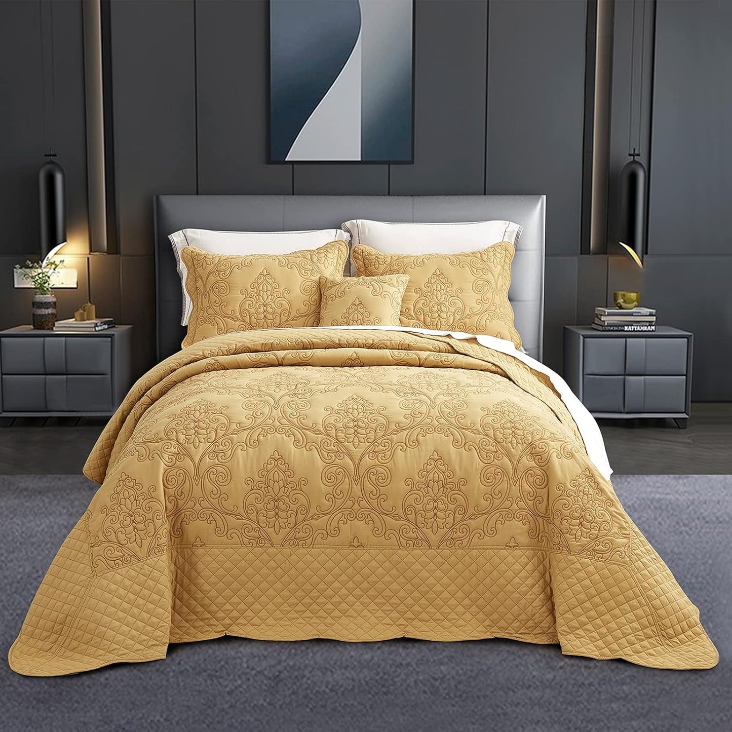 CHIXIN Oversized Bedspread Coverlet Set King Size for Luxury Decor
