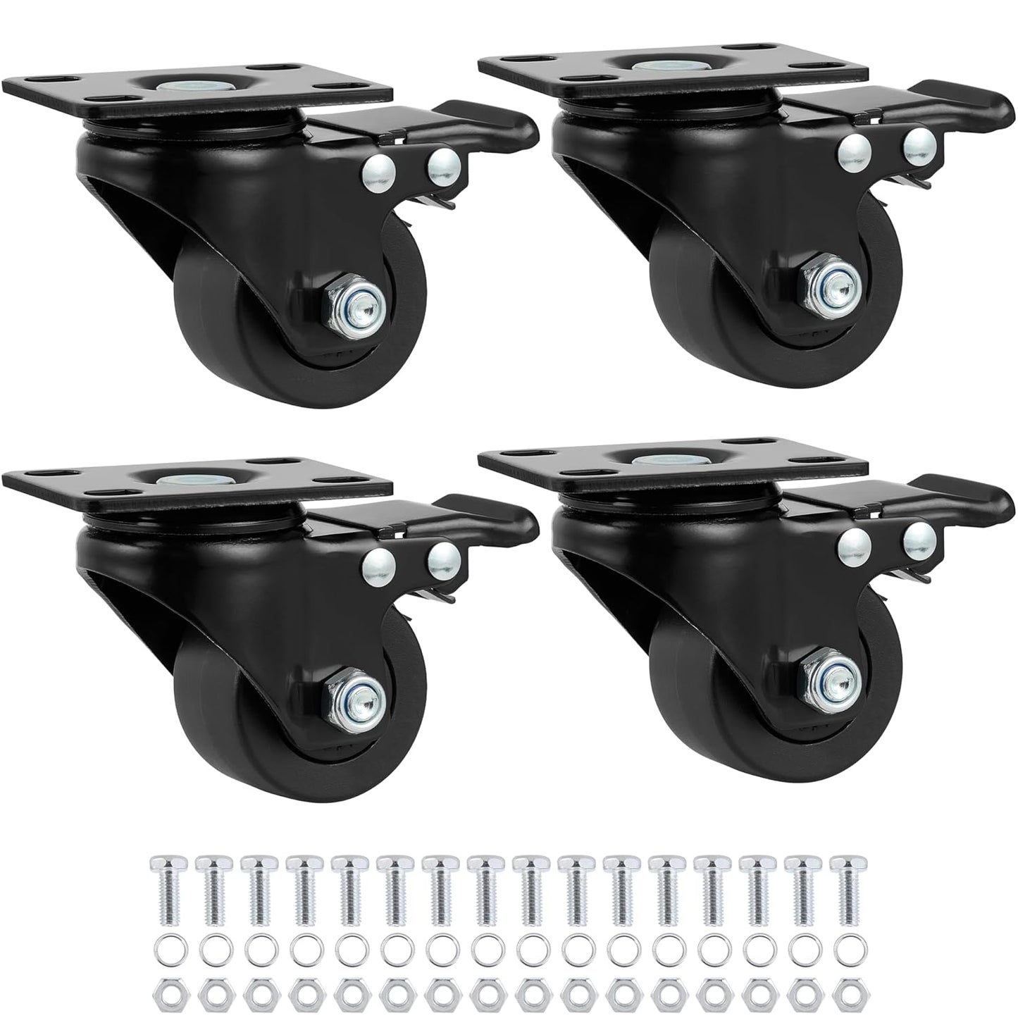 Finnhomy 2 Inch Caster Wheels Set of 4 Heavy Duty Low Profile