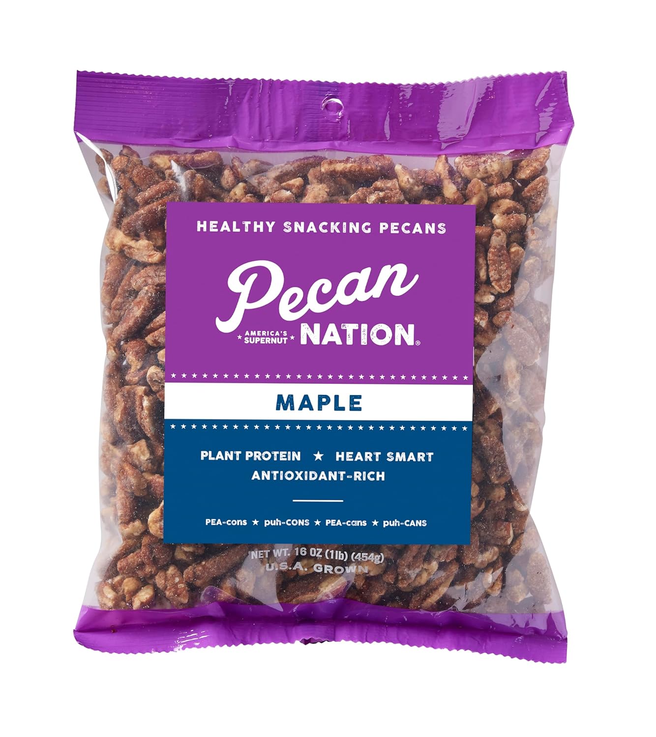 Pecan Nation Maple Flavored Roasted Sweet Pecan Pieces 16 oz