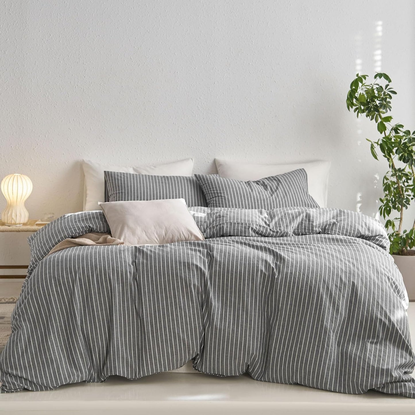 MooMee Striped Duvet Cover Set for Cal King - Soft & Comfy