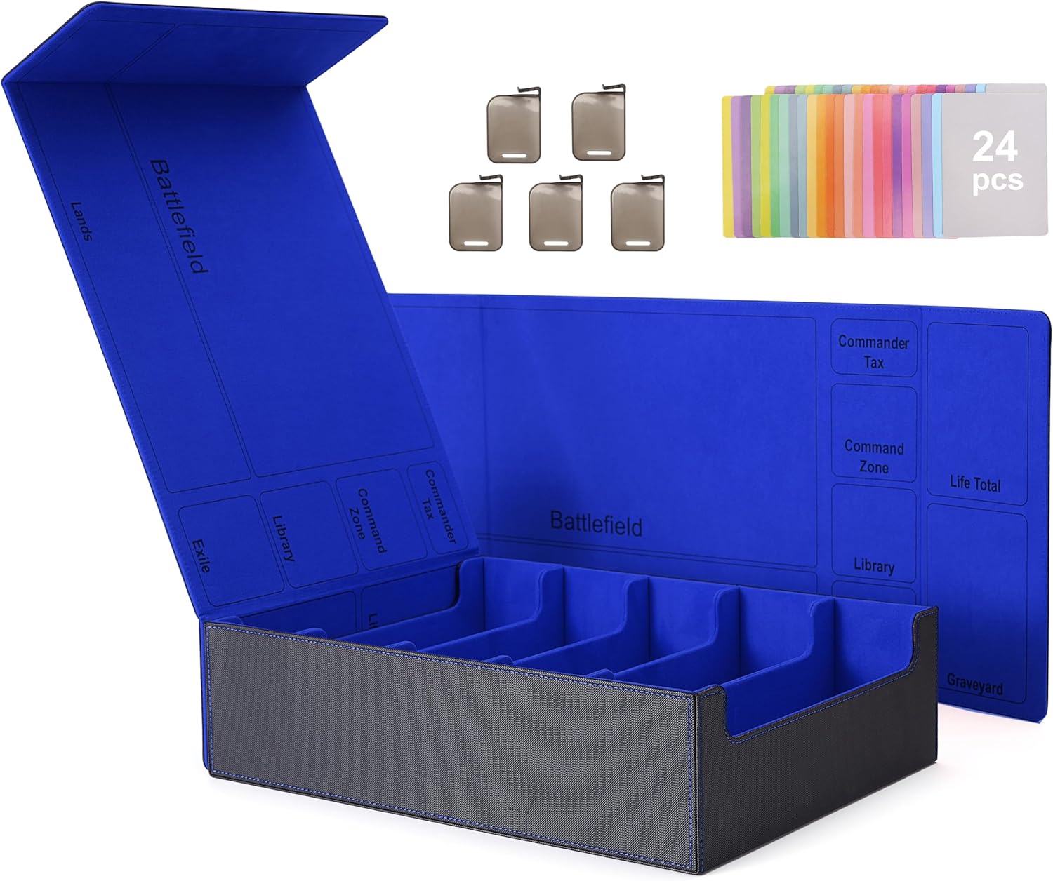 Venssu 5 Row Trading Card Storage Box with Playmat Lids