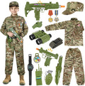 GIFTINBOX Army Costume for Kids - Realistic 15PC Soldier Set