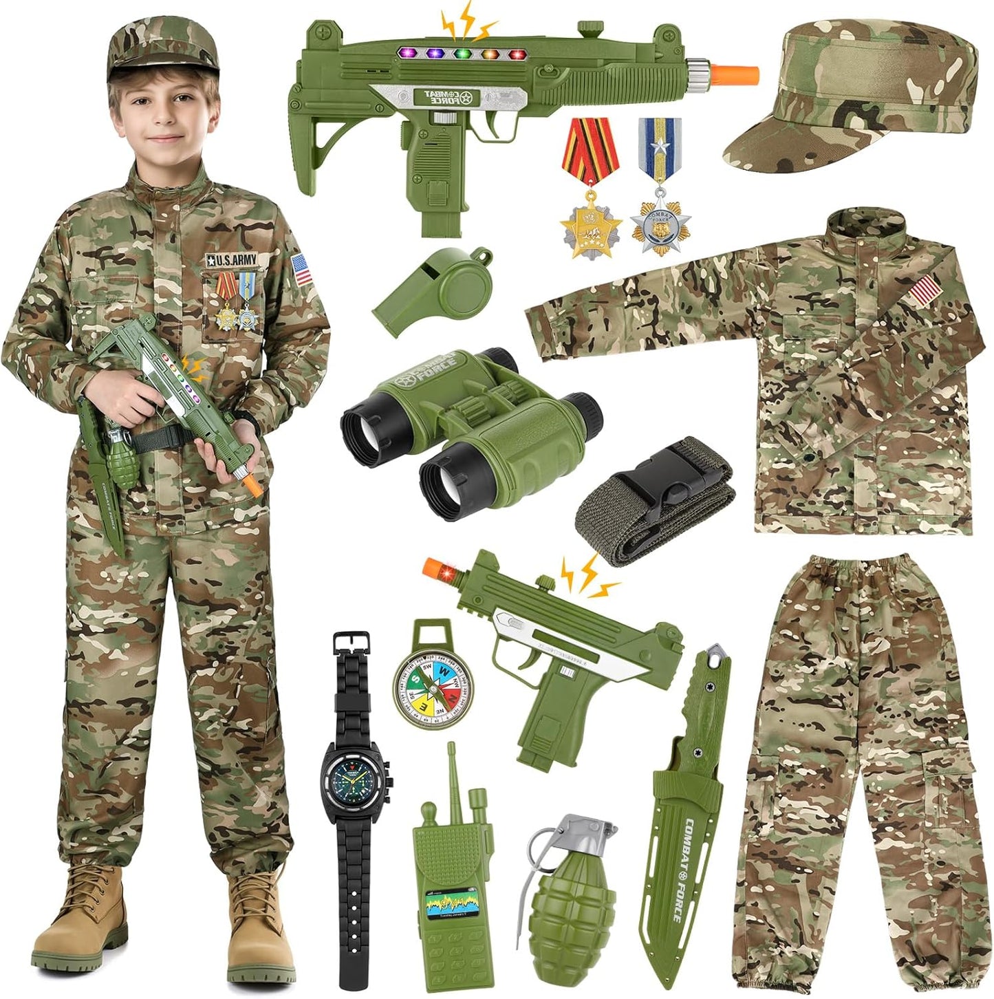 GIFTINBOX Army Costume for Kids - Military Soldier Outfit Set
