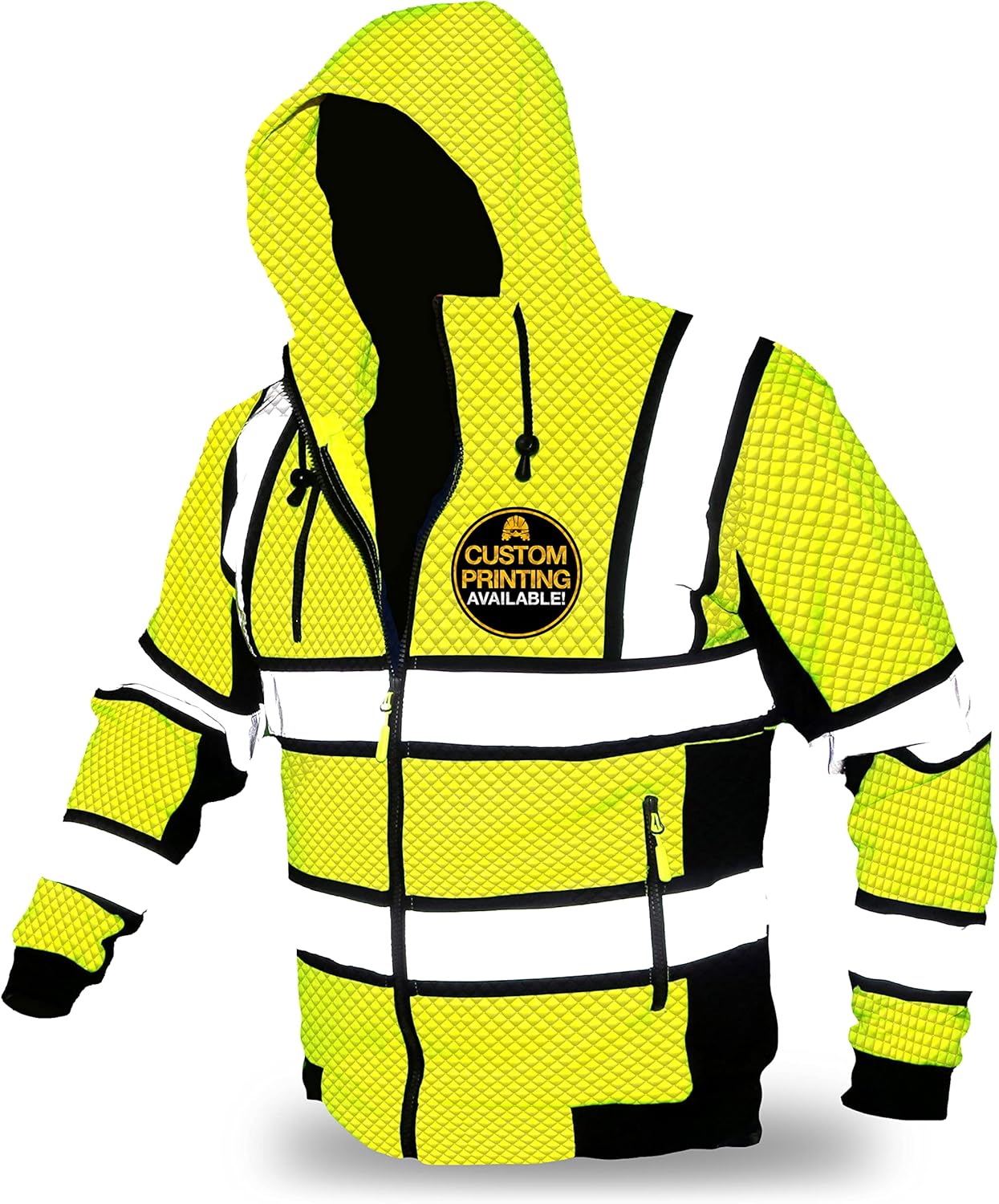 Men's Fleece Safety Hoodie - Hi Vis Reflective Work Jacket