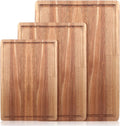 Solid Wooden Cutting Board Set of 3 Acacia Wood for Kitchen