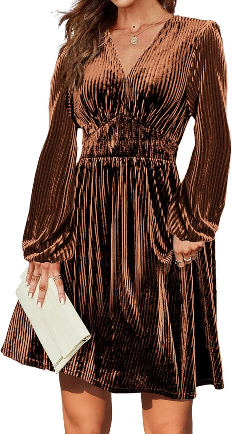Flared Velvet Mini Dress - Sexy & Stretchy! Zeagoo