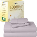 Full Size Bed Sheets Set - 400 TC Sateen Cotton, Dusky Lavender Gray