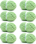 Chunky Chenille Yarn for Hand Knitting - Fluffy Super Bulky Sage Green
