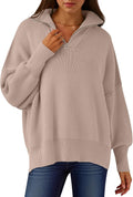 Oversized Quarter Zip Sweater Pullover - Chic Baggy Fit Women's