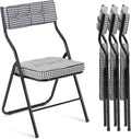 Foldable Velvet Dining Chairs 4 Pack - Padded Foldable Seats