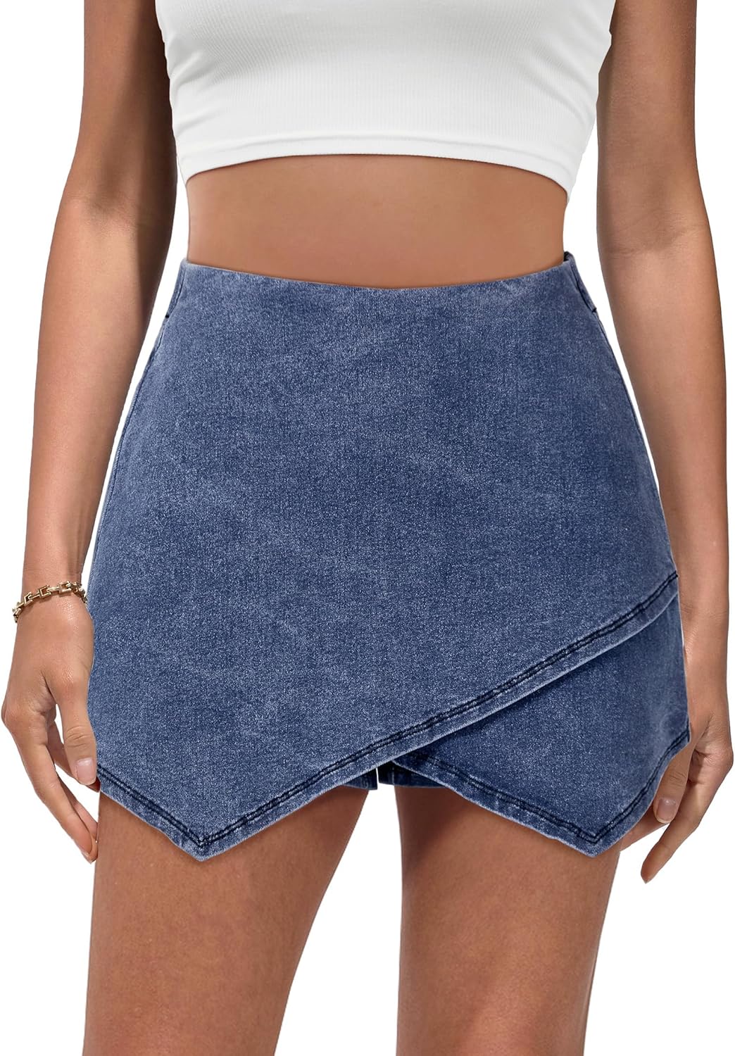Luvamia Jean Skorts for Women: High Waisted Stretchy Denim