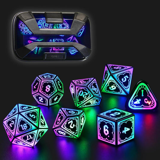 Light Up Dice Set for Dungeons and Dragons with Charging Box