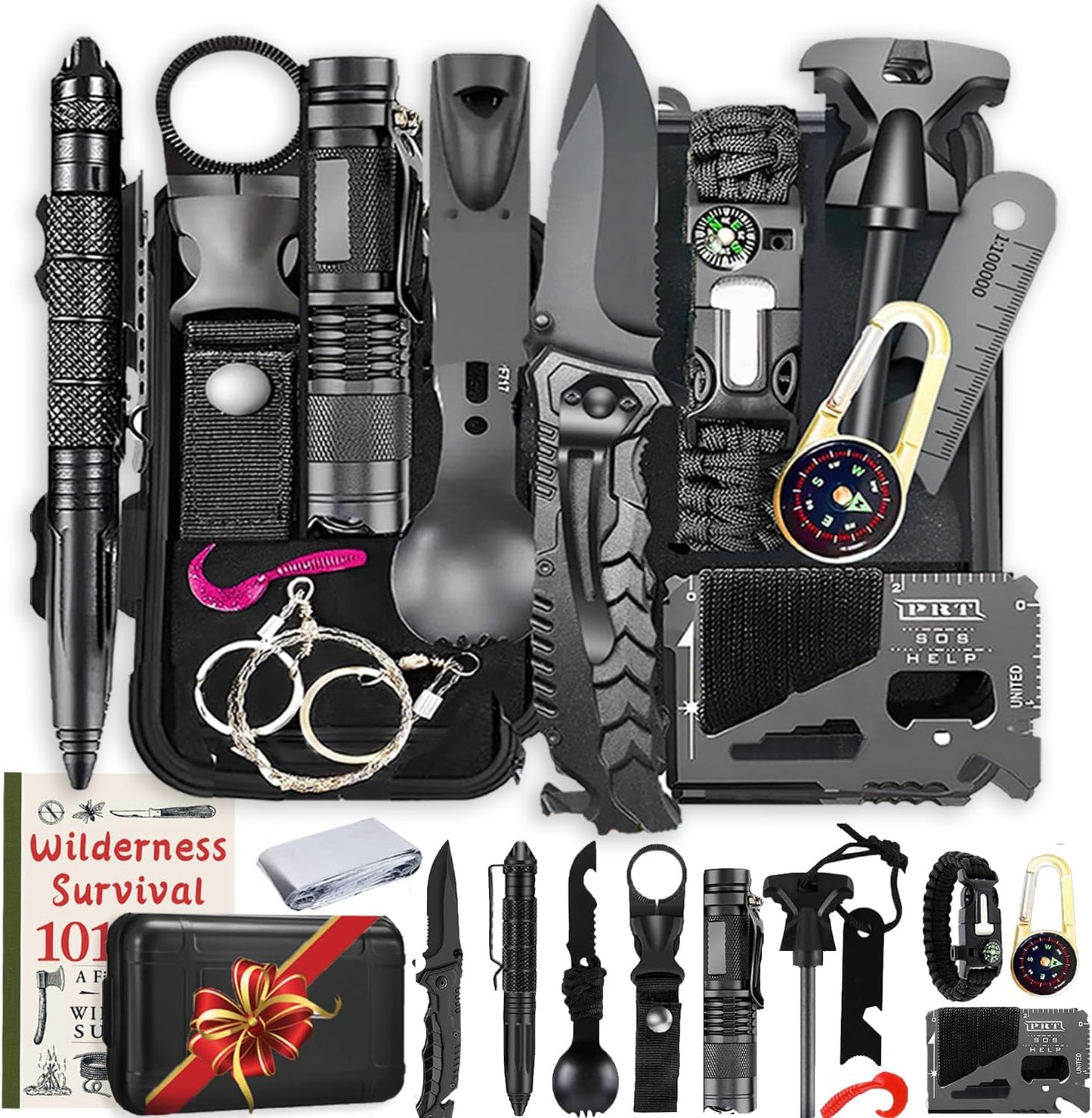 Ultimate Dad Survival Kit: 13-in-1 Gear + First Aid, Tactical Flashlight by ASSABER