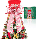 Candy Cane Christmas Tree Topper Velvet Red Top Hat - Elegant Holiday