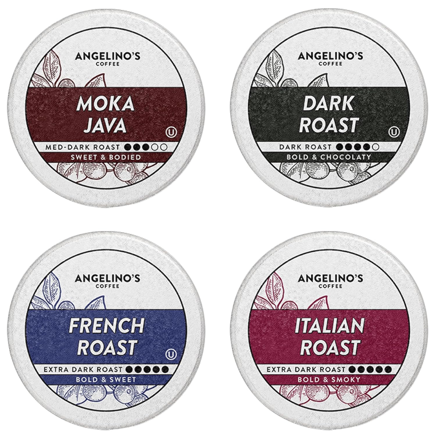 Angelino's Coffee Dark Roast Variety K-Cup Pods for Keurig