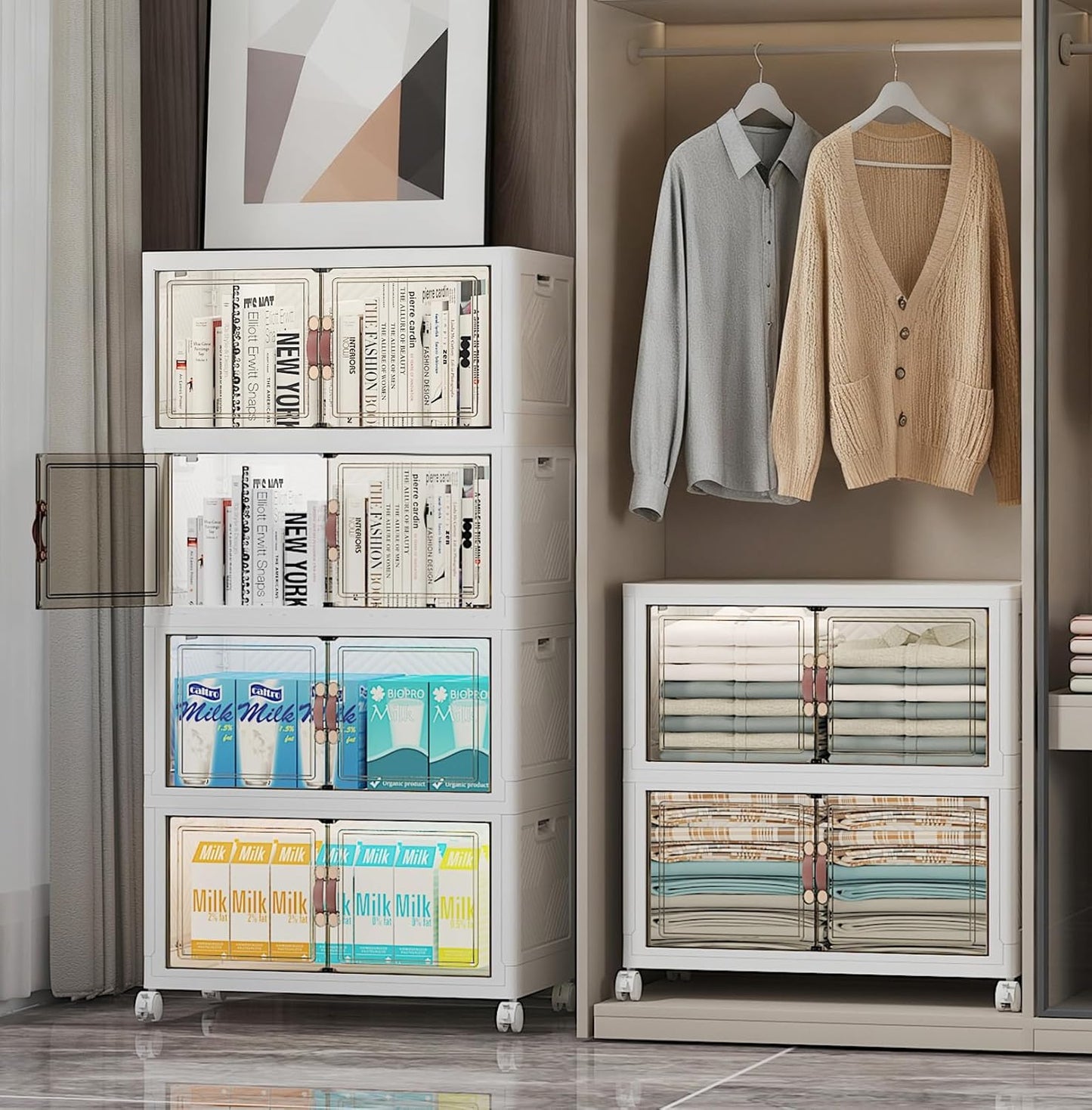 Extra Large Stackable Storage Bins with Lids & Wheels for Home