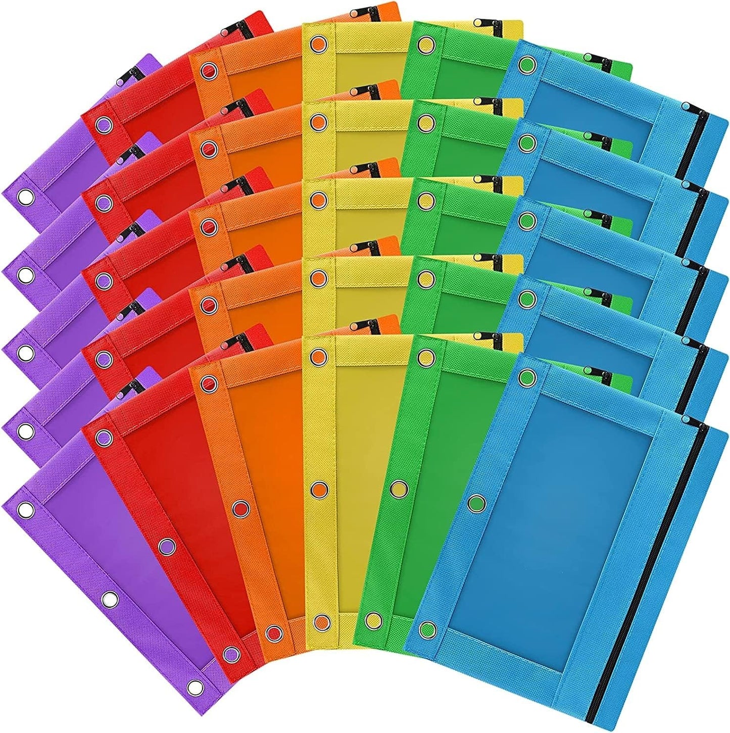 Bulk Pencil Pouch for 3 Ring Binder - 30 Pack Colorful Bags