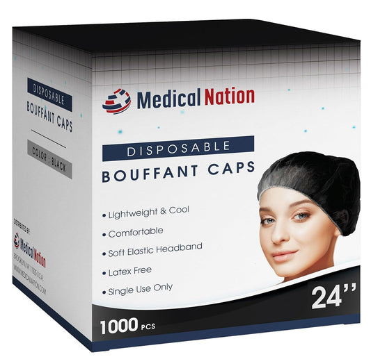 24in Disposable Bouffant Caps for Medical and Food Service Use