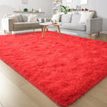 Keeko Fluffy Area Rug 6x9 Red - Soft Plush Shag Rug for Living Room