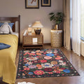 4x6 Black Boho Rug - Washable Non Slip Floral Carpet for Home