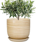 Indoor Plant Pot 8 in Cylinder Ceramic Planter - Modern Yellow