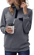 Women Quilted Lightweight Zipper Pullover Sweatshirt - Relaxed Fit