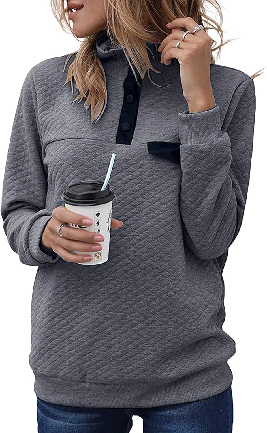 Stylish Lightweight Quilted Pattern Sweatshirt for Women