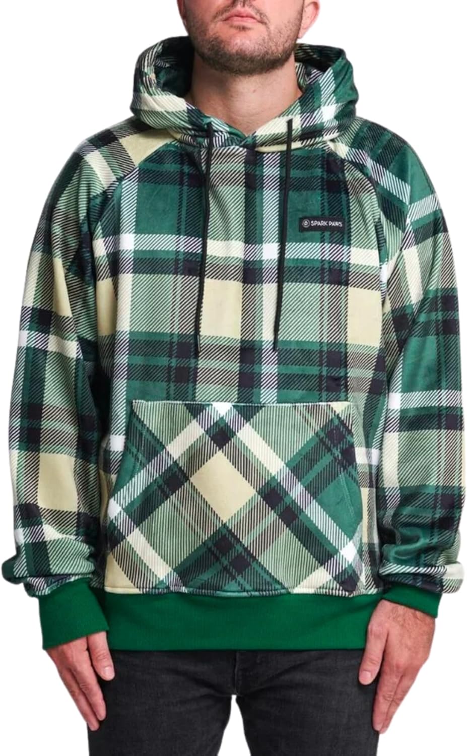 Spark Paws Human Hoodie - Premium Quality Green Plaid Comfort