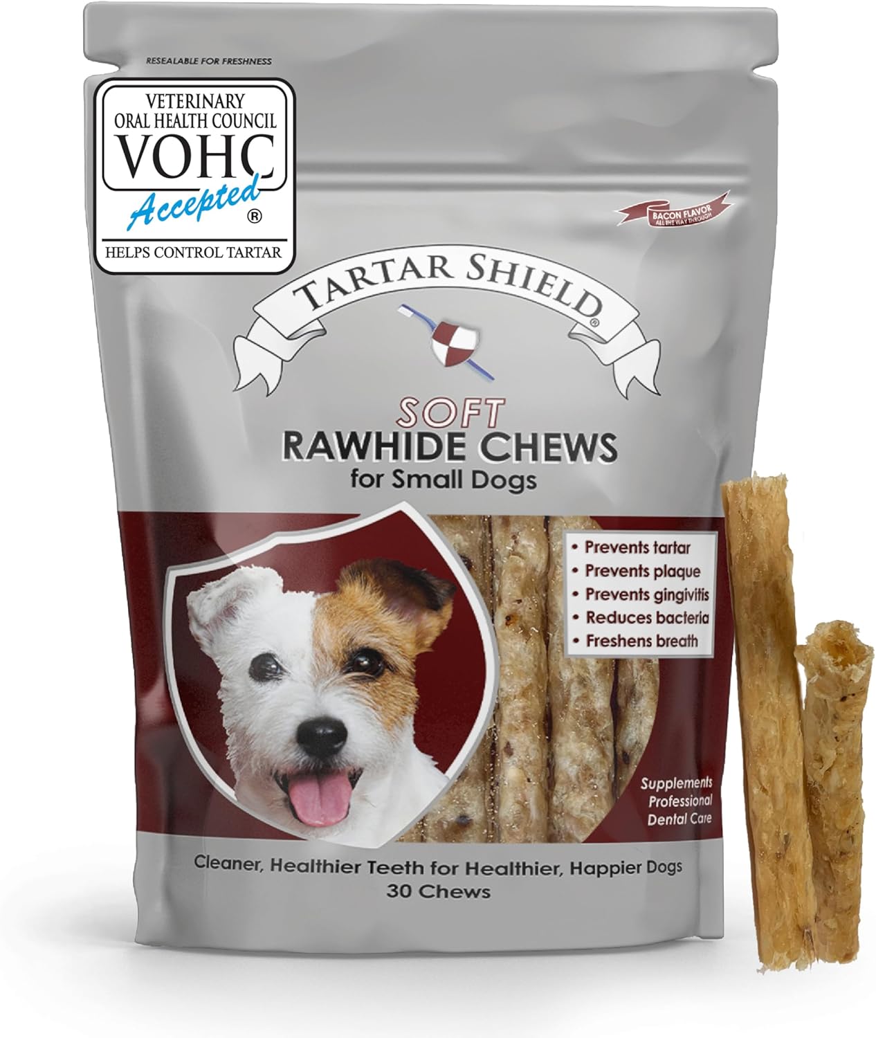 Tartar Shield Soft Rawhide Chews for Small Dogs - Dental Treats