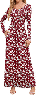 Women's Black Maxi Dress Long Sleeve Empire Waist - With Pockets