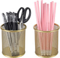 PAG Pencil Holder for Desk, 2 Pack - Stylish Gold Desktop Organizers