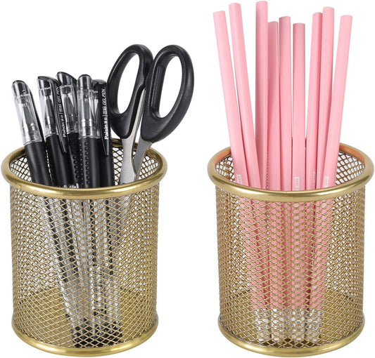 Gold Desktop Organizer Set - 2 Pack Pencil Holders