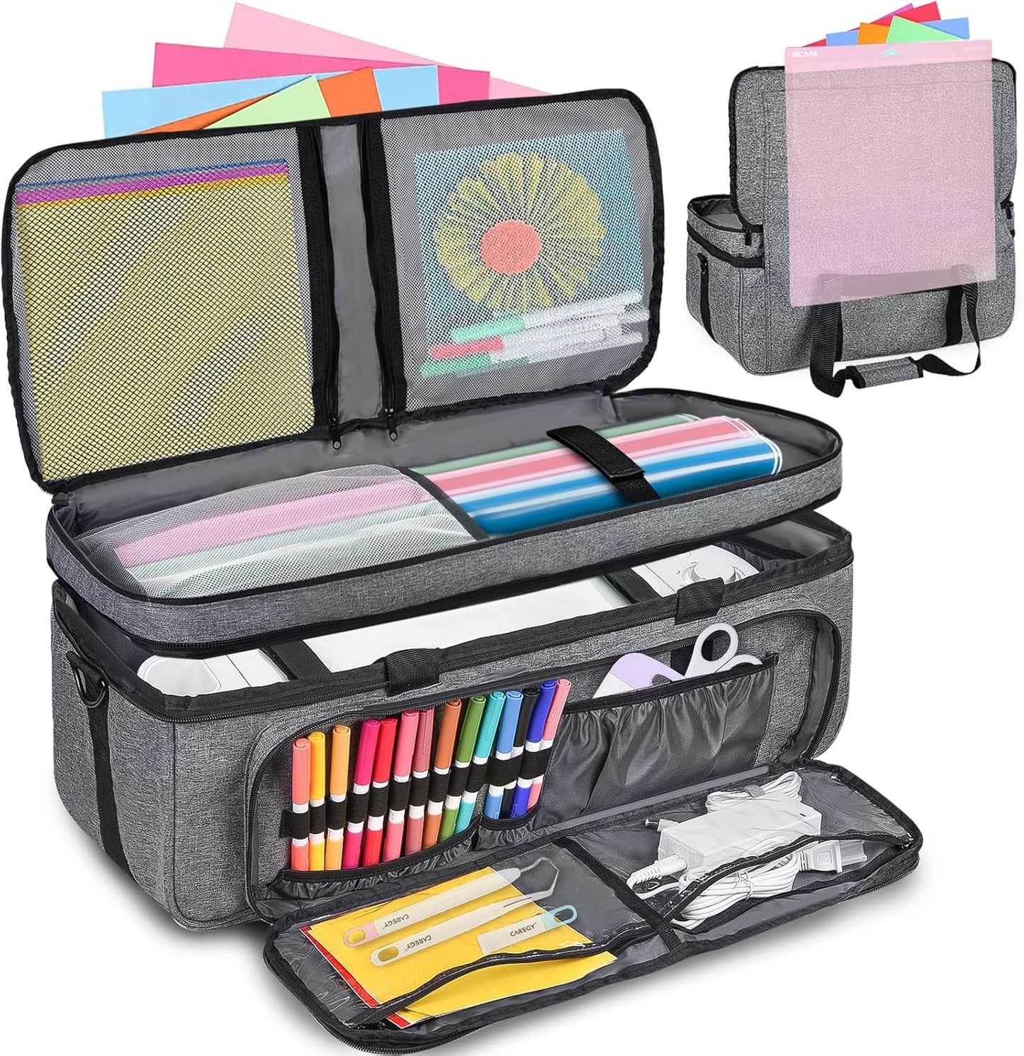 Cricut Maker 3 Carrying Case with Double-Layer Storage Design
