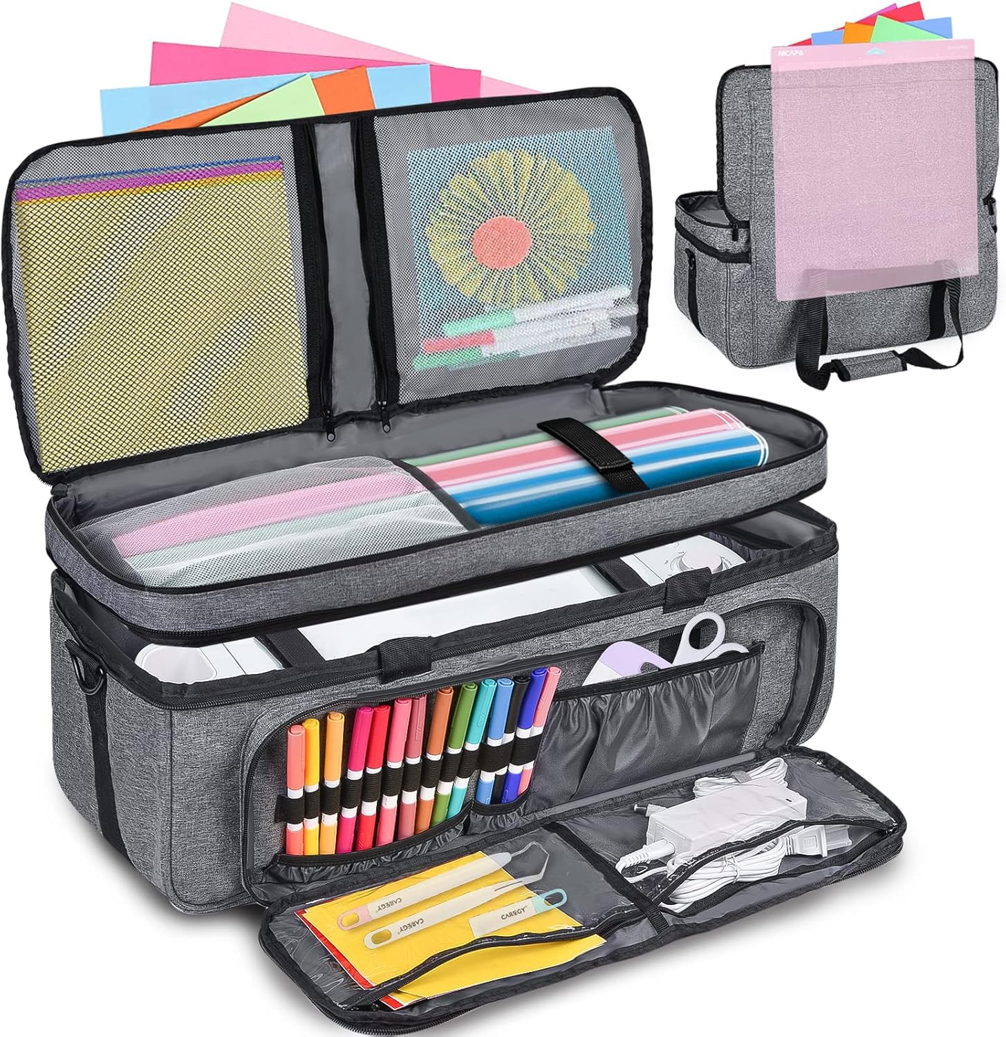 Cricut Maker 3 Carrying Case with Double-Layer Storage Design