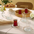 KARACA Nilufer 12-Piece Turkish Tea Glass & Saucer Set - Classic Clear