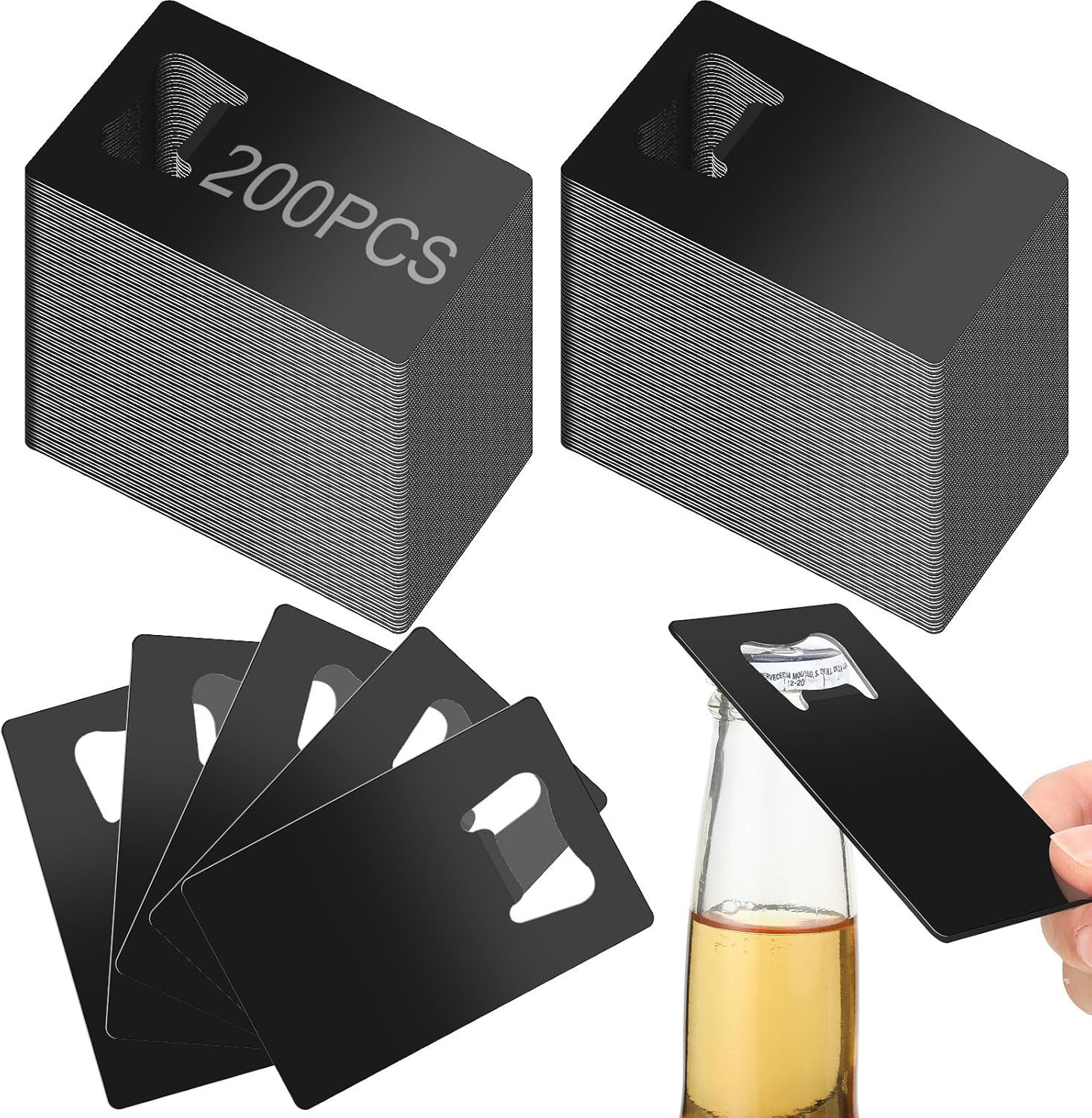 Nuogo 200 Pcs Stainless Steel Card Bottle Openers for Parties