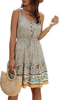 Floral V Neck Spaghetti Strap Sundress - Lightweight Summer Mini